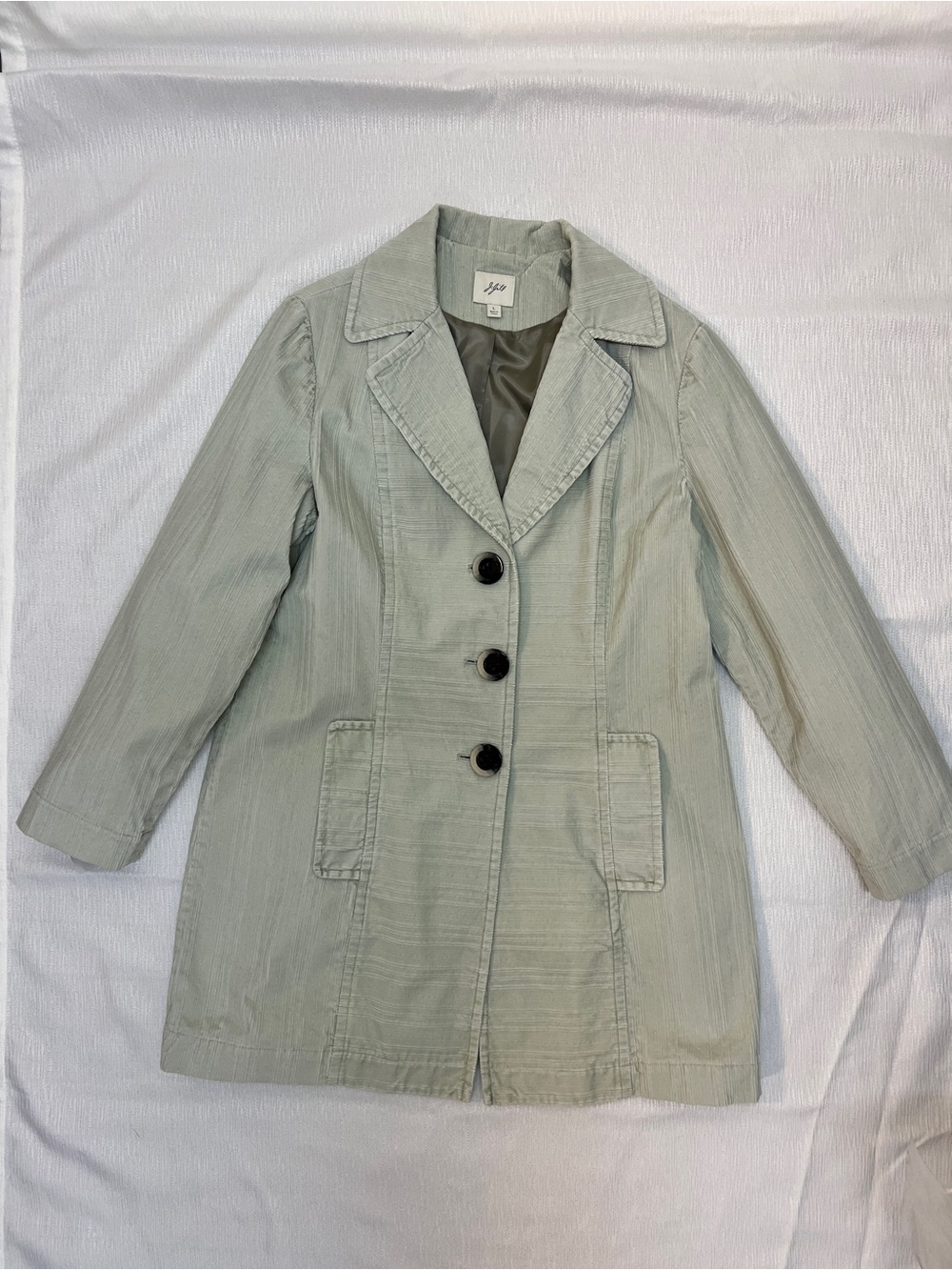 J. Jill Light Sage Corduroy Lightweight Coat- Great to Wear in the Fall Season - Picture 2 of 12
